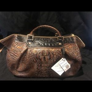 NWT Brahmin leather Faye satchel in Fall Tortoise